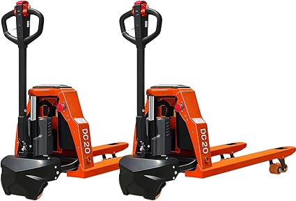 Full Electric Pallet Jack Trucks 2PCS, 4400lbs Capacity Motorized Pallet Lift Trucks, 48" x 27" Fork Size 48V 20Ah Powered Lithium Battery Truck, 3.35 to 7.68 Inch Lift Height for Material Handling